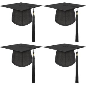 Geyoga 4 Pieces Unisex Matte Graduation Cap with Removable Tassel for High School Bachelor Graduation Supplies, Black in Saudi Arabia