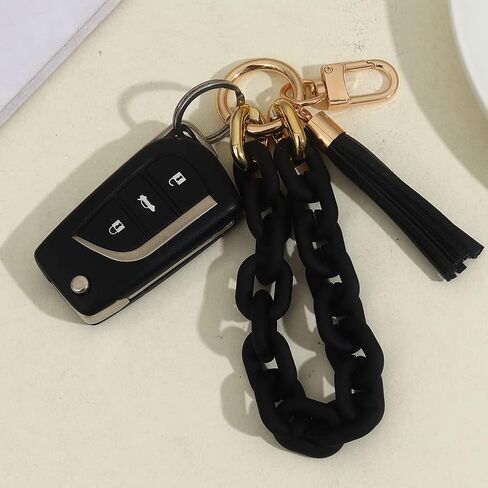 MythDone Chunky Chain Link Wristlet Keychain Acrylic Bangle Key Ring Bracelet Key Chain Cute Boho Modern Car Keychain Holder in Kuwait