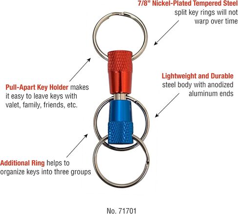 Lucky Line 3-Way Pull Apart Keychain,1 Pack, Red, Blue and Silver (71701) in Saudi Arabia