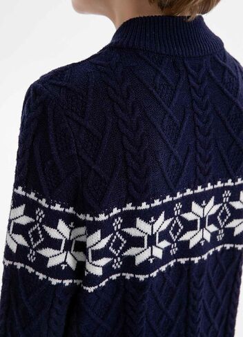 SMILING PINKER Boys Christmas Sweater Cable Knit Half Zip Mock Neck Snowflake Pullover in Kuwait
