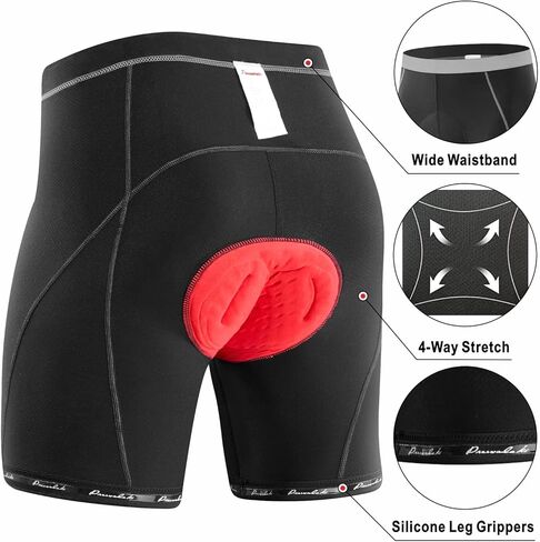 شيفالسكي سراويل داخلية مبطنة رباعية الابعاد لركوب الدراجات للرجال، شورت مبطن لركوب الدراجات الجبلية، سروال داخلي مبطن لراكبي الدراجات، رمادي in Kuwait