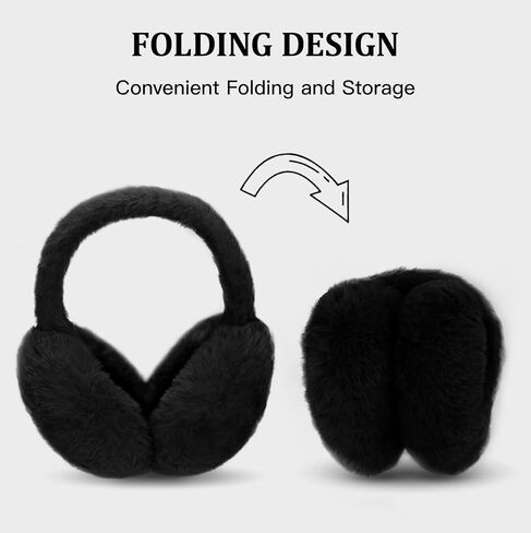 Hotme Winter Ear Muffs Faux Fur Earmuffs Cute Fuzzy Foldable Outdoor Ear Warmers for Women Girls in Kuwait