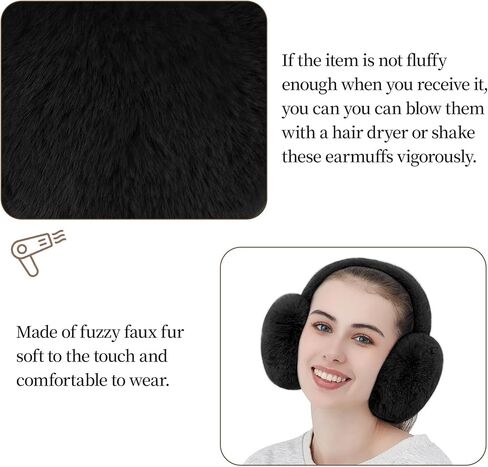 Hotme Winter Ear Muffs Faux Fur Earmuffs Cute Fuzzy Foldable Outdoor Ear Warmers for Women Girls in Kuwait