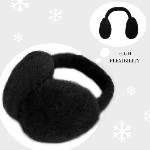 Hotme Winter Ear Muffs Faux Fur Earmuffs Cute Fuzzy Foldable Outdoor Ear Warmers for Women Girls in Kuwait