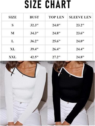 قمصان LOLONG النسائية الخريفية بأكمام طويلة ومتماسكة ومضلعة، قمصان كاجوال غير متماثلة برقبة غير متماثلة، تيشيرتات in Kuwait