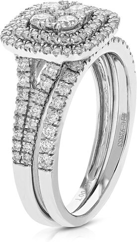 VIR JEWELS 1 cttw Wedding Engagement Ring Bridal Set, Round Lab Grown Diamond Ring for Women in .925 Sterling Silver, Prong Setting, Size 6-8 in Saudi Arabia