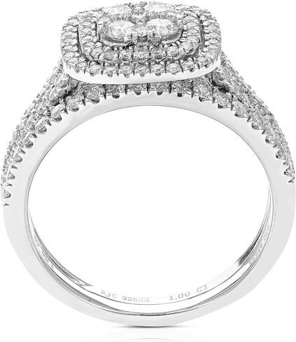 VIR JEWELS 1 cttw Wedding Engagement Ring Bridal Set, Round Lab Grown Diamond Ring for Women in .925 Sterling Silver, Prong Setting, Size 6-8 in Saudi Arabia