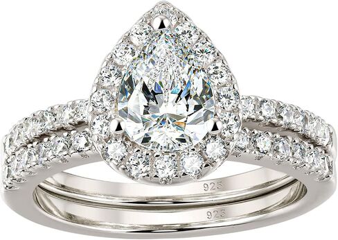 Wuziwen 3Ct الكمثرى قطع خاتم الزفاف مجموعة للنساء خاتم الخطوبة الذهب 925 الفضة الاسترليني AAAAA CZ in Kuwait