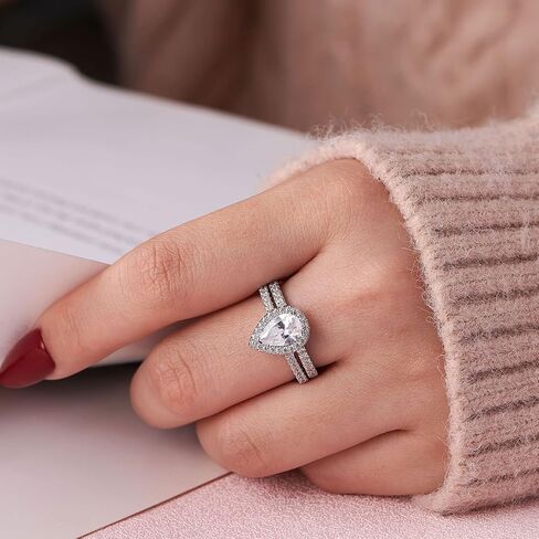 Wuziwen 3Ct الكمثرى قطع خاتم الزفاف مجموعة للنساء خاتم الخطوبة الذهب 925 الفضة الاسترليني AAAAA CZ in Kuwait