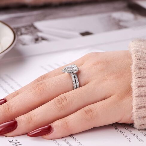 Wuziwen 3Ct الكمثرى قطع خاتم الزفاف مجموعة للنساء خاتم الخطوبة الذهب 925 الفضة الاسترليني AAAAA CZ in Kuwait