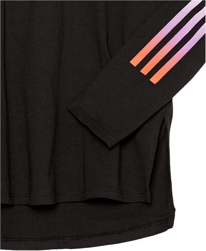 تي شيرت بغطاء للرأس وأكمام طويلة للفتيات من adidas، أسود مع متعدد الألوان، 6 in Kuwait
