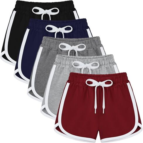 مجموعة من 5 شورتات رياضية للفتيات من Poroka للجري مع شورت دولفين برباط الأداء للأطفال in Kuwait