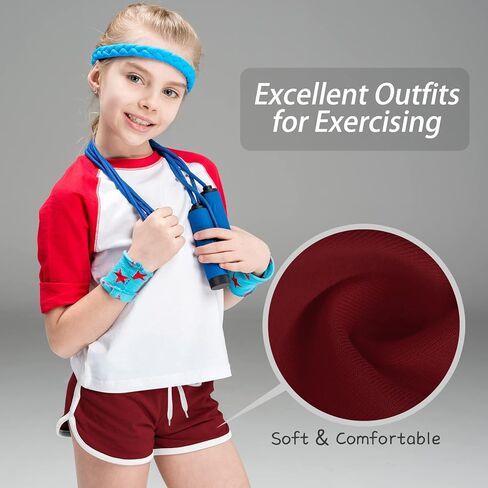 مجموعة من 5 شورتات رياضية للفتيات من Poroka للجري مع شورت دولفين برباط الأداء للأطفال in Kuwait