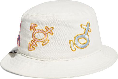 قبعة adidas Originals Love Unites Bucket، باللون الأبيض الفاتح/الفخر، مقاس واحد in Saudi Arabia