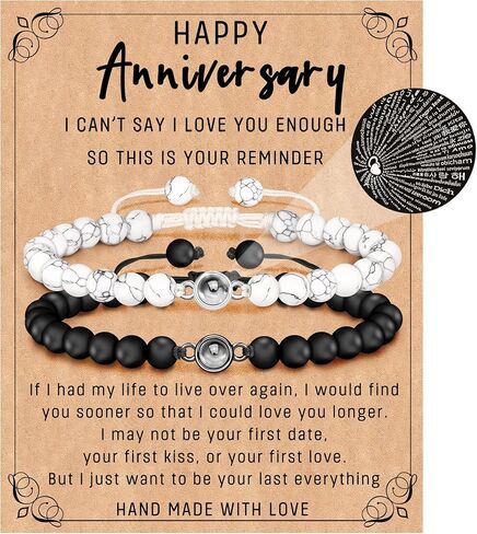 أساور I Love You بـ 100 لغة مطابقة لهدايا الأزواج للرجال، والصديق، والصديقة، والزوج، ورفيق الروح، والخطيب، وحبي، وهدايا فريدة من نوعها لذكرى عيد الميلاد وعيد الحب وعيد الميلاد له ولها in Kuwait