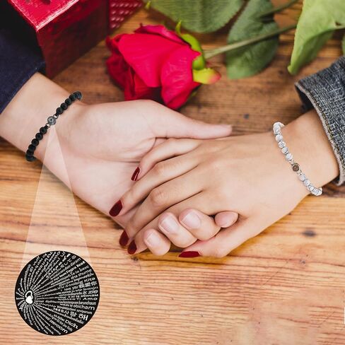 أساور I Love You بـ 100 لغة مطابقة لهدايا الأزواج للرجال، والصديق، والصديقة، والزوج، ورفيق الروح، والخطيب، وحبي، وهدايا فريدة من نوعها لذكرى عيد الميلاد وعيد الحب وعيد الميلاد له ولها in Kuwait