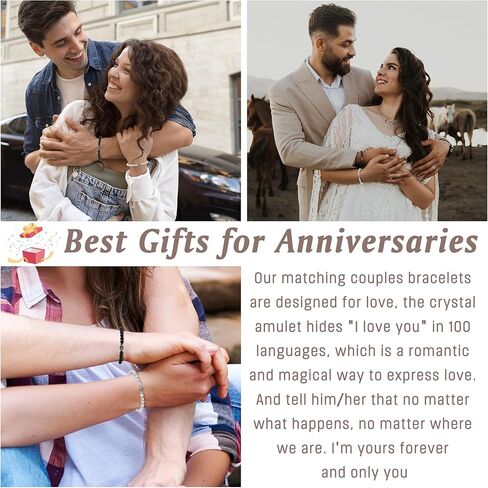 أساور I Love You بـ 100 لغة مطابقة لهدايا الأزواج للرجال، والصديق، والصديقة، والزوج، ورفيق الروح، والخطيب، وحبي، وهدايا فريدة من نوعها لذكرى عيد الميلاد وعيد الحب وعيد الميلاد له ولها in Kuwait