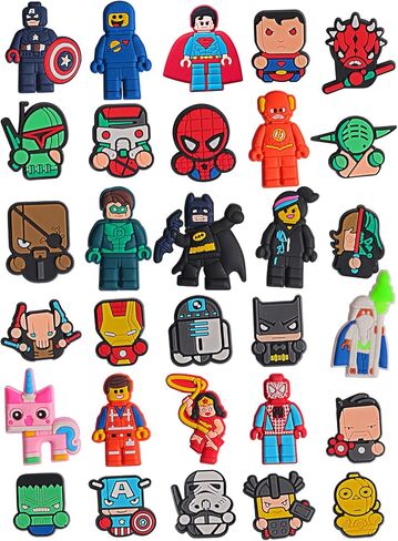 30 قطعة من تعليقات كروكس للاولاد والاطفال، تعليقات احذية البطل الخارق للصنادل والاساور وهدايا الحفلات، معدن غير ثمين، بدون احجار كريمة, معدن, بدون الأحجار الكريمة in Kuwait