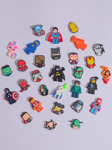 30 قطعة من تعليقات كروكس للاولاد والاطفال، تعليقات احذية البطل الخارق للصنادل والاساور وهدايا الحفلات، معدن غير ثمين، بدون احجار كريمة, معدن, بدون الأحجار الكريمة in Kuwait