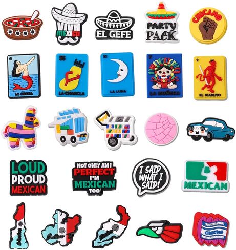 Unipomme 60Pcs Mexican Shoe Charms for Girls Women Decoration, Boys Wristband Bracelet Pins Accessories, Kids Party Favors Birthday Gifts in Kuwait