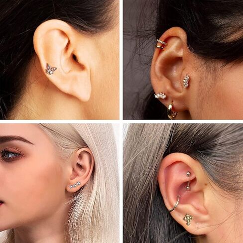 YACHY 18Pcs 16G Eyebrow Piercing Jewelry for Women Men, Eyebrow Rings Rook Earrings Rook Piercing Jewelry Belly Lip Ring Curved Barbells Eyebrow Piercing Cartilage Daith Helix Tragus Body Piercings in Kuwait