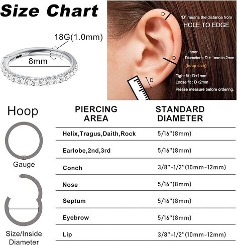 Sailimue 3 قطع من حلقات الأنف الفولاذية الجراحية للنساء 18 جرام 16 جرام نقر مفصلي جزء حاجز الشفاه حلقات الأنف الحلزونية الغضروف محارة الرخ أقراط ثقب المجوهرات قطر 8 مم 10 مم in Kuwait