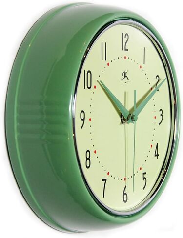 إنفينيتي إنسترومنتس المحدودة. الرجعية 15 بوصة الاجتياح الصامت غير موقوتة منتصف القرن الحديثة المطبخ العشاء ساعة الحائط حركة الكوارتز الرجعية ساعة الحائط الزخرفية (الأخضر) in Kuwait