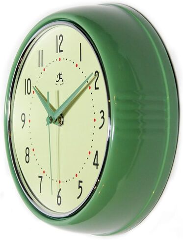 إنفينيتي إنسترومنتس المحدودة. الرجعية 15 بوصة الاجتياح الصامت غير موقوتة منتصف القرن الحديثة المطبخ العشاء ساعة الحائط حركة الكوارتز الرجعية ساعة الحائط الزخرفية (الأخضر) in Kuwait