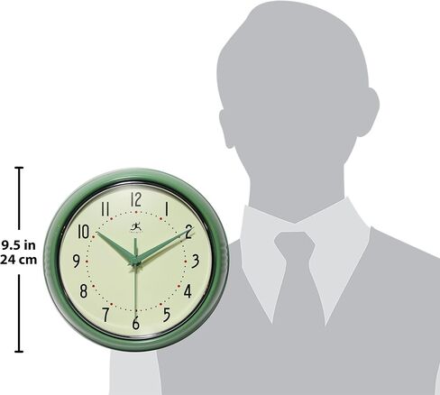 إنفينيتي إنسترومنتس المحدودة. الرجعية 15 بوصة الاجتياح الصامت غير موقوتة منتصف القرن الحديثة المطبخ العشاء ساعة الحائط حركة الكوارتز الرجعية ساعة الحائط الزخرفية (الأخضر) in Kuwait