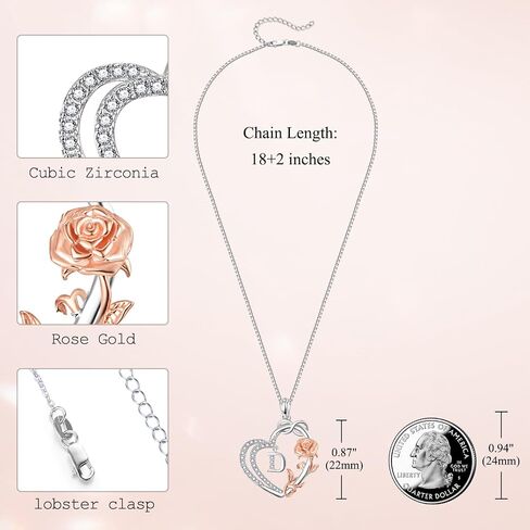 Zhi Kexin Rose Heart Initial Necklace 925 Sterling Sliver Inifinity Initial Letter Pendant for Women Girlfriend Birthday Anniversary Necklace in Saudi Arabia