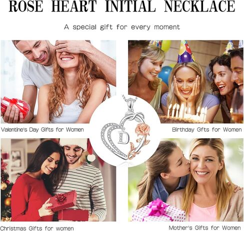 Zhi Kexin Rose Heart Initial Necklace 925 Sterling Sliver Inifinity Initial Letter Pendant for Women Girlfriend Birthday Anniversary Necklace in Saudi Arabia