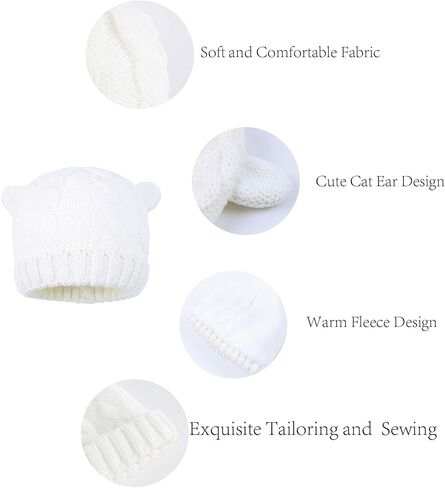LANGZHEN الشتاء لطيف القط الأذن قبعة متماسكة كابل الضلع قبعة للنساء المراهقات الفتيات الكروشيه اليدوية دفئا قبعة in Kuwait