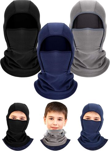 3 Pack Kids Balaclava Ski Mask Winter Face Mask for Boys Girls Windproof Warmer Adjustable Cold Weather Fleece Face Cover in Saudi Arabia