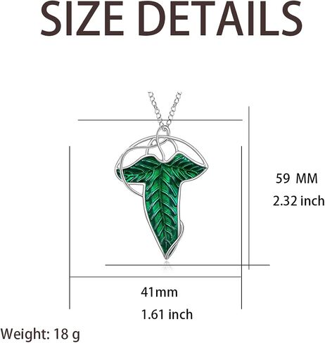 HELORET Lord of the Ring/Arwen Evenstar/Elven Green Tree Leaf/Thorin Oakenshield قلادة Lord of the Ring قلادة قلادة مع زركونيا مكعب، مجوهرات Elvish للنساء in Saudi Arabia