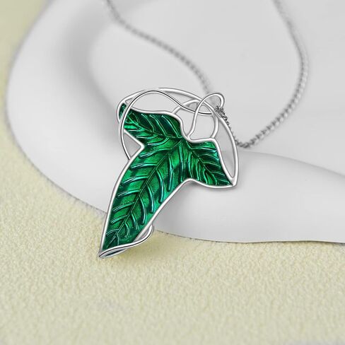HELORET Lord of the Ring/Arwen Evenstar/Elven Green Tree Leaf/Thorin Oakenshield قلادة Lord of the Ring قلادة قلادة مع زركونيا مكعب، مجوهرات Elvish للنساء in Saudi Arabia