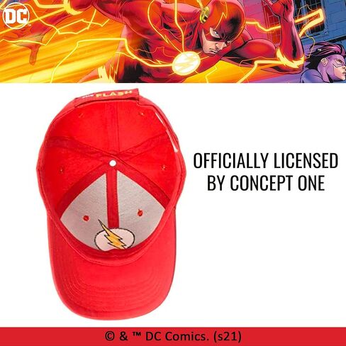 قبعة بيسبول قابلة للتعديل بشعار DC Comics The Flash المطرز من البوليستر مع حافة منحنية in Kuwait