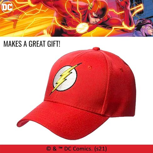 قبعة بيسبول قابلة للتعديل بشعار DC Comics The Flash المطرز من البوليستر مع حافة منحنية in Kuwait