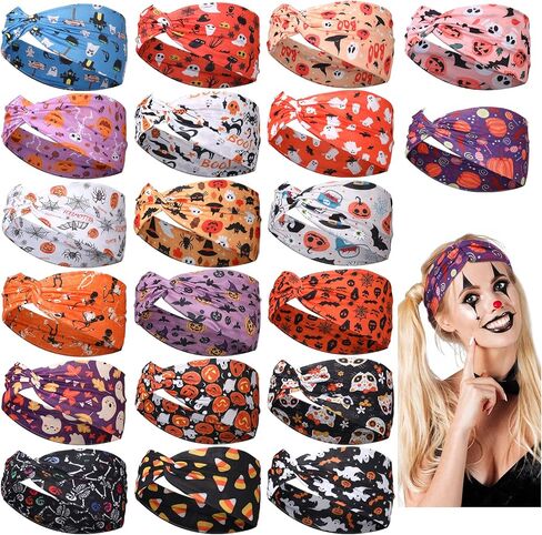 20 قطعة عصابات رأس هالوين خدعة أم تريت تمتد عصابات معقودة اليقطين مرنة عقدة التفاف الشعر عصابات رأس شبح تجريب اليوغا تنفس للنساء الفتيات حزب هالوين (نمط الشبح) in Kuwait