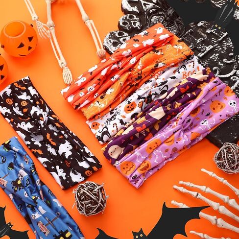 20 قطعة عصابات رأس هالوين خدعة أم تريت تمتد عصابات معقودة اليقطين مرنة عقدة التفاف الشعر عصابات رأس شبح تجريب اليوغا تنفس للنساء الفتيات حزب هالوين (نمط الشبح) in Kuwait