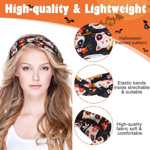 20 قطعة عصابات رأس هالوين خدعة أم تريت تمتد عصابات معقودة اليقطين مرنة عقدة التفاف الشعر عصابات رأس شبح تجريب اليوغا تنفس للنساء الفتيات حزب هالوين (نمط الشبح) in Kuwait