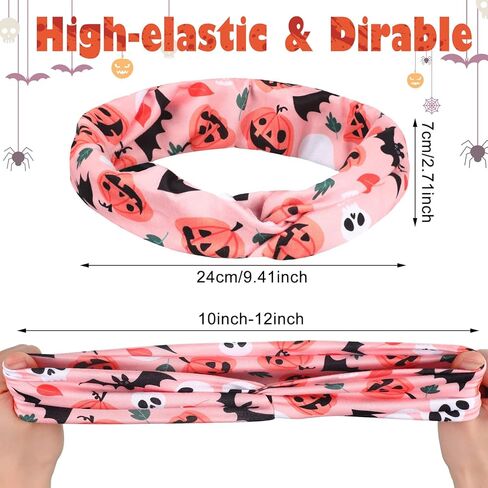 20 قطعة عصابات رأس هالوين خدعة أم تريت تمتد عصابات معقودة اليقطين مرنة عقدة التفاف الشعر عصابات رأس شبح تجريب اليوغا تنفس للنساء الفتيات حزب هالوين (نمط الشبح) in Kuwait