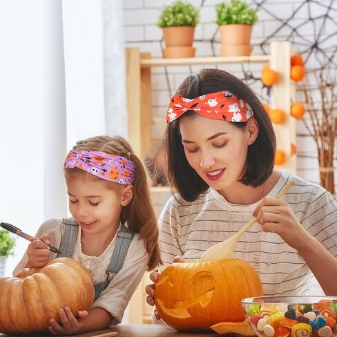 20 قطعة عصابات رأس هالوين خدعة أم تريت تمتد عصابات معقودة اليقطين مرنة عقدة التفاف الشعر عصابات رأس شبح تجريب اليوغا تنفس للنساء الفتيات حزب هالوين (نمط الشبح) in Kuwait