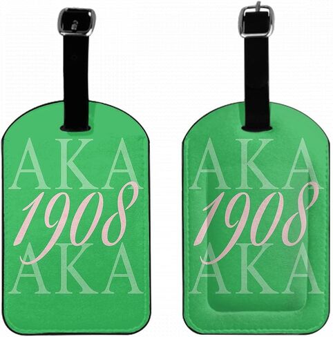Zoczos Aka 1908 علامات الأمتعة، وردي أخضر، حروف إبداعية بسيطة كما هو معروف باسم اختصار، ملصق تعريف غطاء الخصوصية مع حزام وبطاقة عنوان لحقيبة السفر، عبوة واحدة in Kuwait
