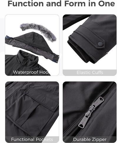 Wantdo Men's Big and Tall Winter Coat Warm Long Puffer Jacket Thickened Snow Parka Outerwear with Removable Fur Hood in Saudi Arabia