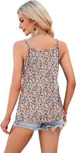 Micoson Flowy Camisole for Women Scoop Neck Adjustable Spaghetti Strap Casual Pleated Basic Tank Tops in Saudi Arabia