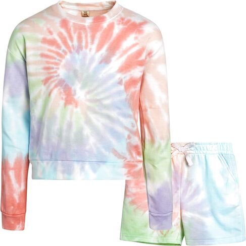 طقم شورت للفتيات على شكل فراشة حلوة - قطعتين من سويت شيرت وشورت قصير من تيري فرنسي (7-16) in Kuwait