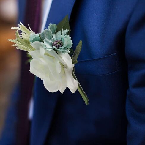 Jackcsale Boutonniere Brooch Flower Bridegroom Groom Men's Boutineer with Pin for Wedding, Prom, Homecoming in Kuwait