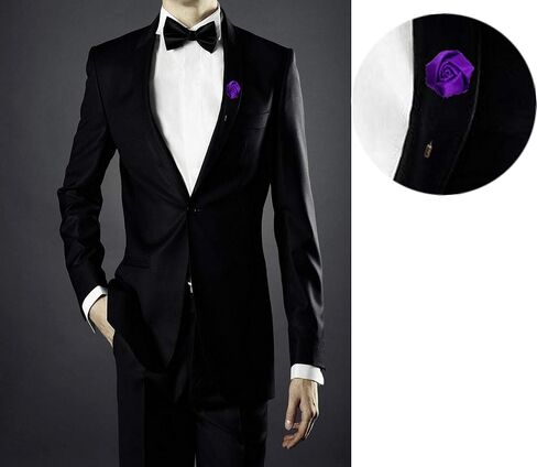 Sanrich Rose Boutonniere الرجال التلبيب دبابيس زهرة الساتان 12 حزمة العريس الزفاف العروة البدلة بروش الزي الملحقات in Kuwait