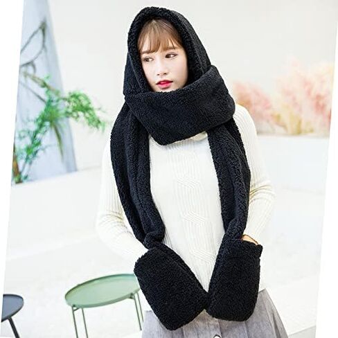 Super Soft Fleece Women’s Hooded Scarf & Hat W/Glove Pockets By Bioterti in Saudi Arabia