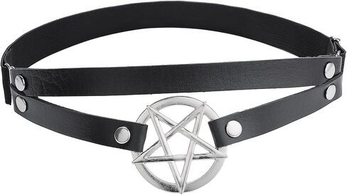 FM FM42 متعدد الألوان PU مقلد جلد فاسق مزدوج الأشرطة نجمة خماسية على شكل حرف O حزام رباط مرن للساق والفخذ، زوج واحد in Saudi Arabia
